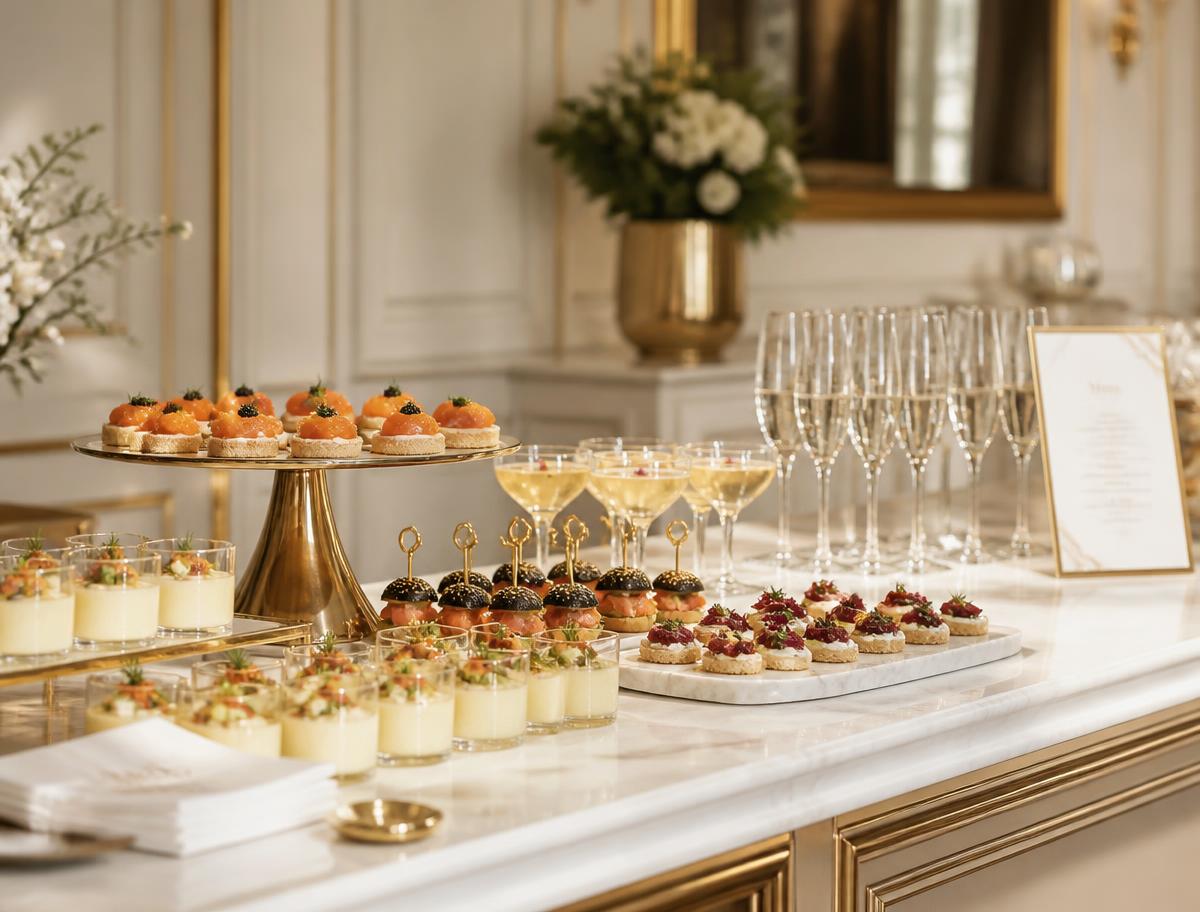 Mesa de aperitivos e celebrações